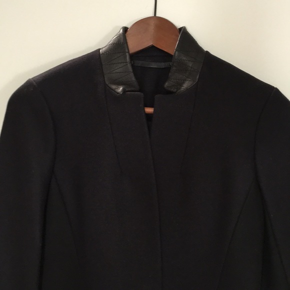 NWT ALLSAINTS Tula Coat Navy w/ leather - Picture 3 of 7